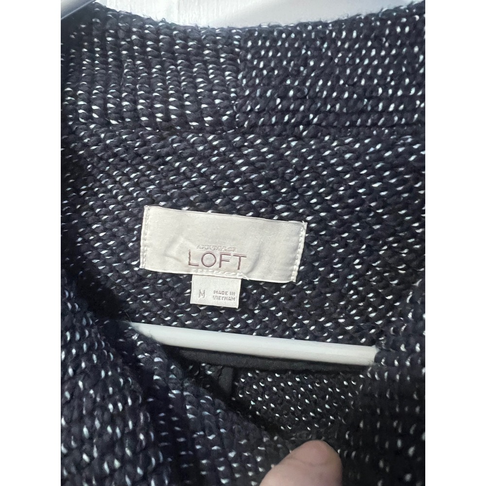 LOFT Cropped Pea Coat Womens M Navy Blue Textured Knit - Picture 8 of 8